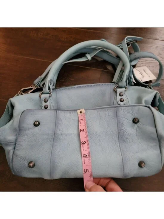 NEW Free People Baby Emerson Tote Womens Sail Blue Leather Boho Contemporary - Picture 6 of 8